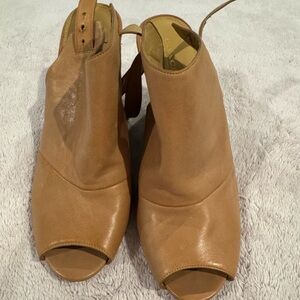 Coach Tan Peep-Toe Mules